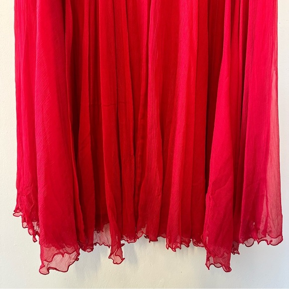 Tadashi Shoji Plus Size Red Silk Sleeveless Dress - Picture 5 of 10